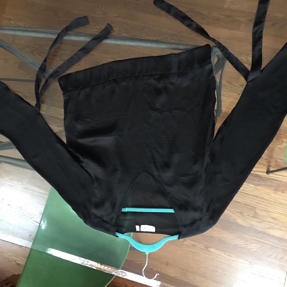 Black, silky, long sleeve top